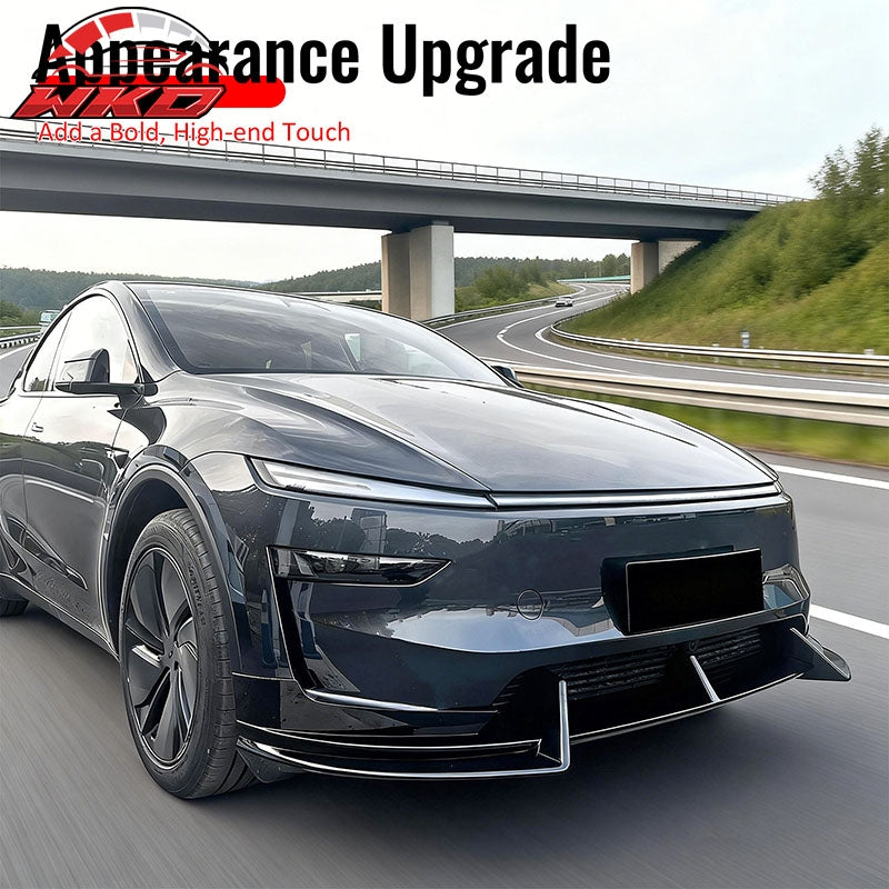 Fits 2026 Tesla Model Y Juniper Premium IKON Front Bumper Lip Matte Black 3PCS