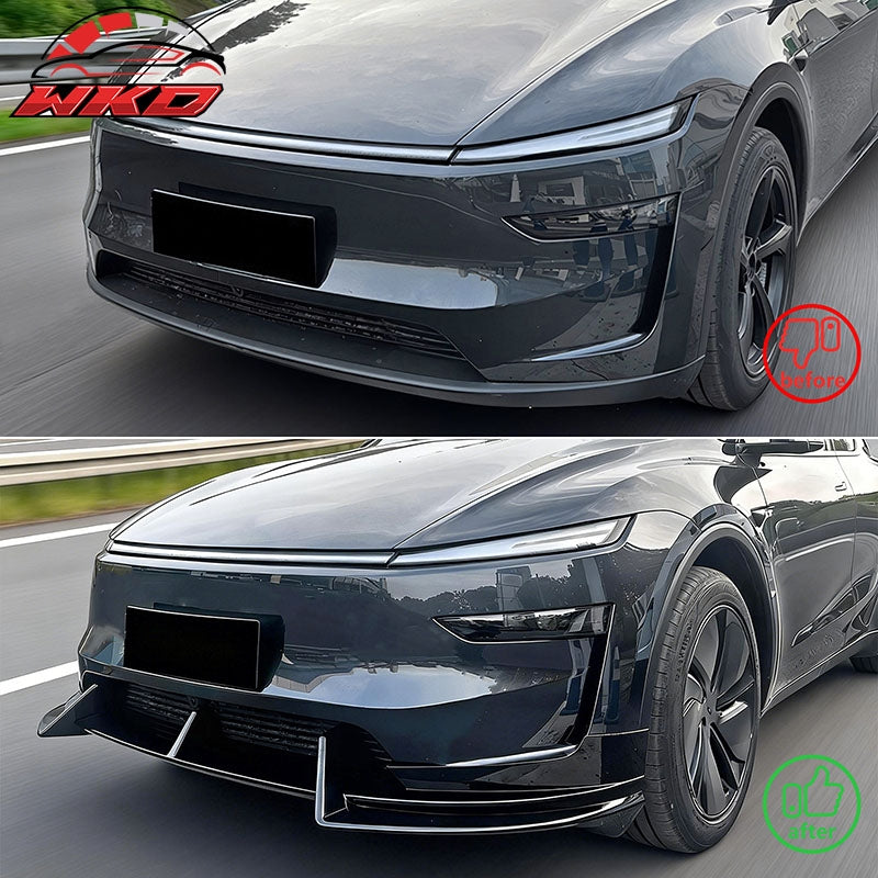 Fits 2026 Tesla Model Y Juniper Premium IKON Front Bumper Lip Matte Black 3PCS