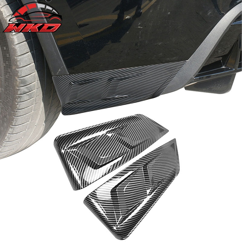 Fits 20-25 Tesla Model Y Gloss Black Carbon Fiber Print Rear Bumper Splitters PP