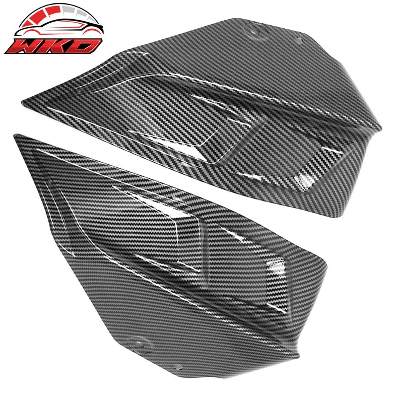 Fits 20-25 Tesla Model Y Gloss Black Carbon Fiber Print Rear Bumper Splitters PP