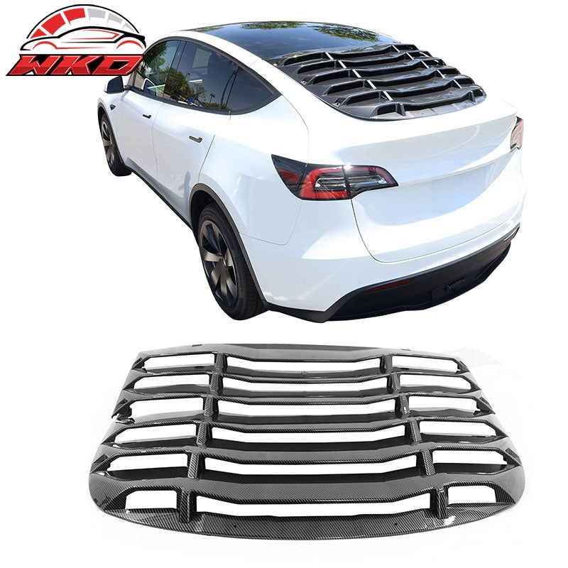 Fits 20-24 Tesla Model Y Rear Window Louver Sun Shade Cover Carbon Fiber Print