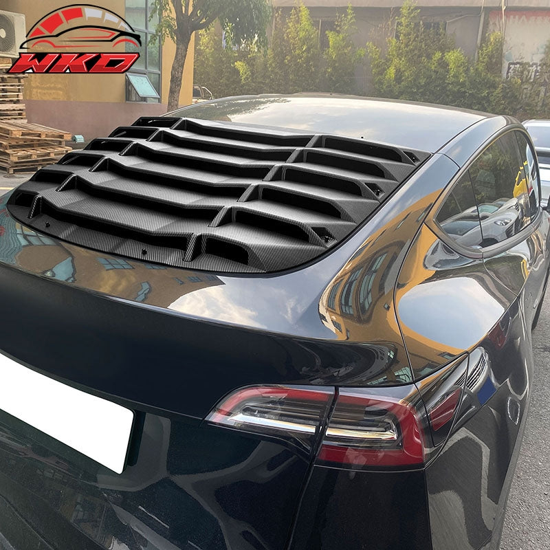 Fits 20-24 Tesla Model Y Rear Window Louver Sun Shade Cover Carbon Fiber Print