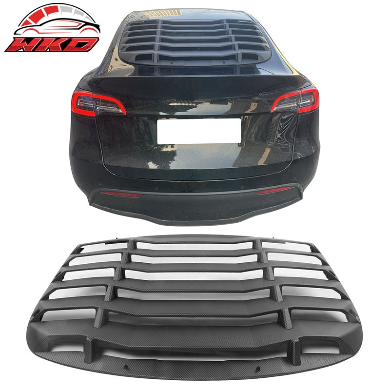 Fits 20-24 Tesla Model Y Rear Window Louver Shade Cover Matte Carbon Fiber Print