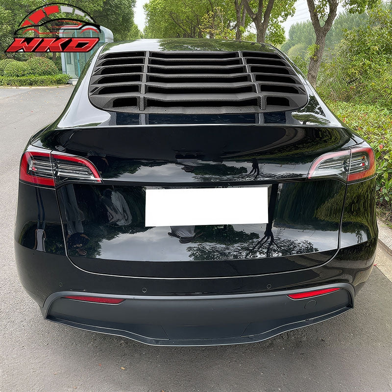 Fits 20-24 Tesla Model Y Rear Window Louver Shade Cover Matte Carbon Fiber Print