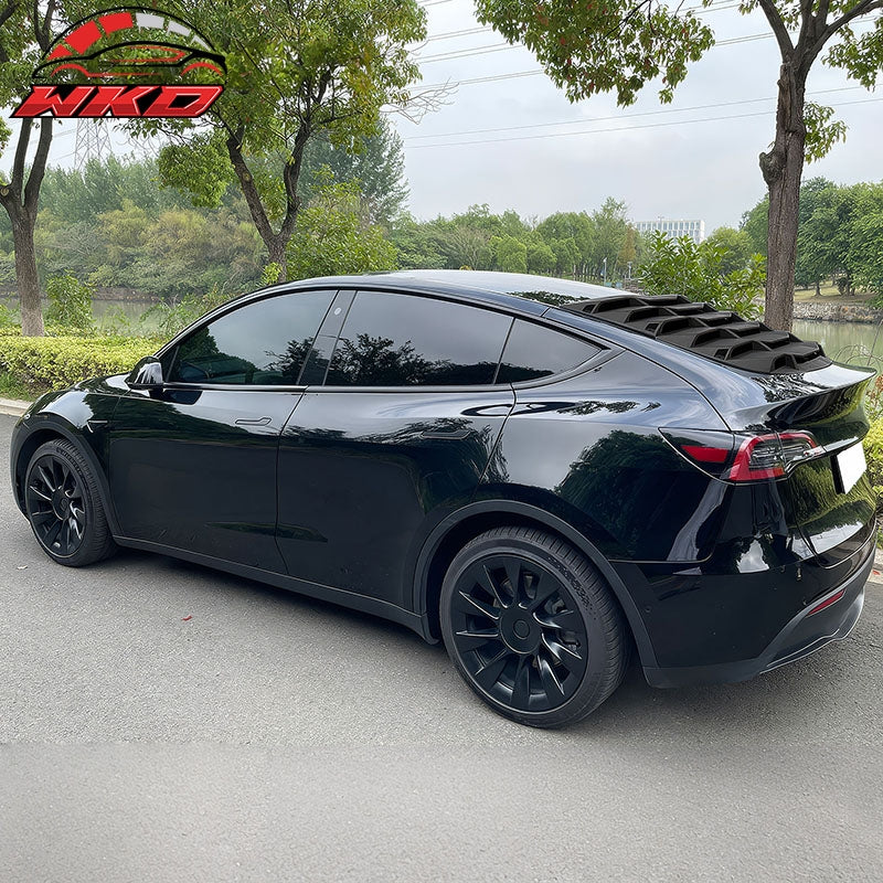 Fits 20-24 Tesla Model Y Rear Window Louver Shade Cover Matte Carbon Fiber Print