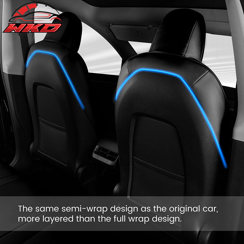 Fits 20-25 Tesla Model Y 5-Passenger Seat Covers Cushion Protector Leather Black