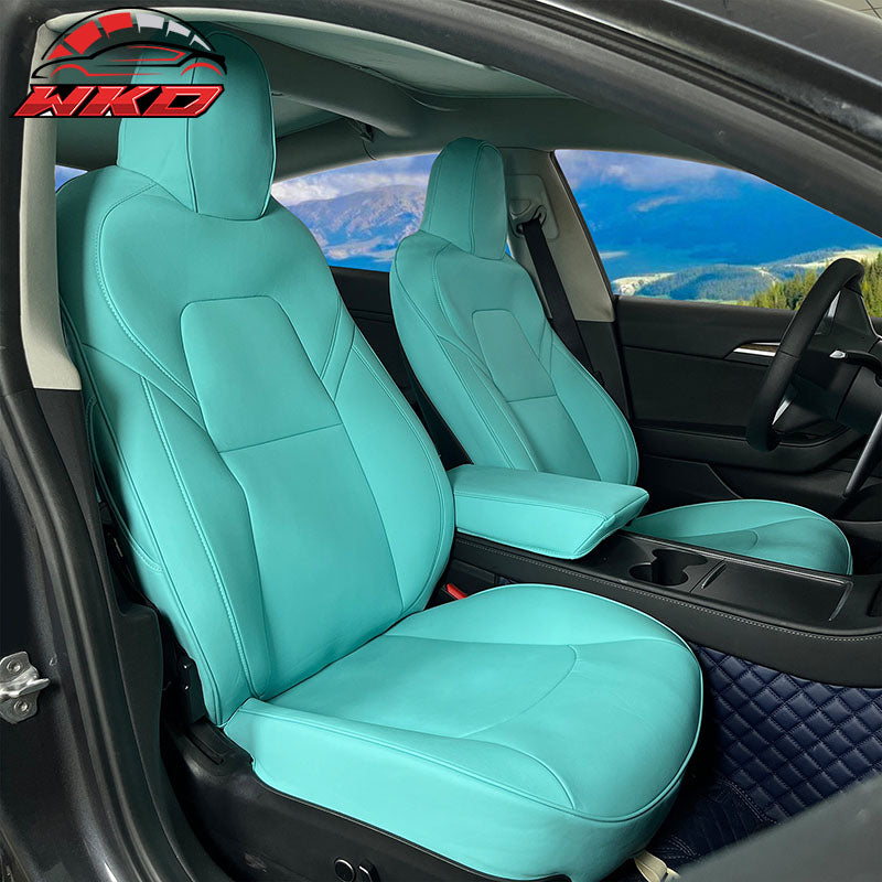 Wholesale 20-25 Tesla Model Y 5-Passenger Seat Cover Cushion Protector Leather - Blue