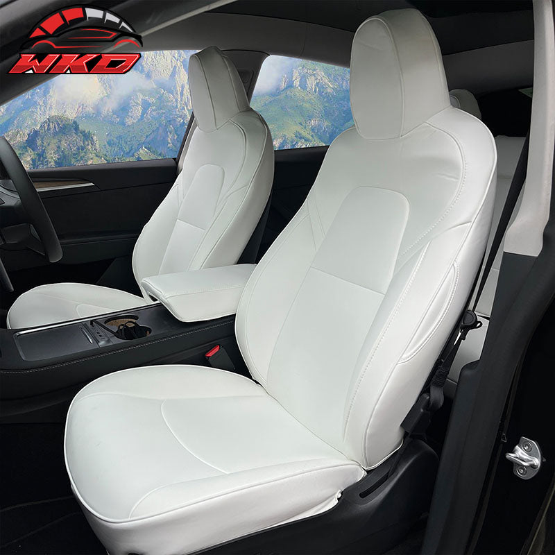 Wholesale 20-25 Tesla Model Y 5-Passenger Seat Covers Cushion Protector Leather White