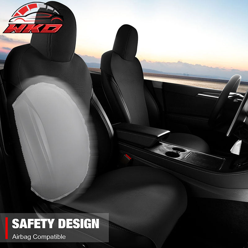 Fits 20-25 Tesla Model Y V1 Seat Covers Cushion Protector Suede Leather Black