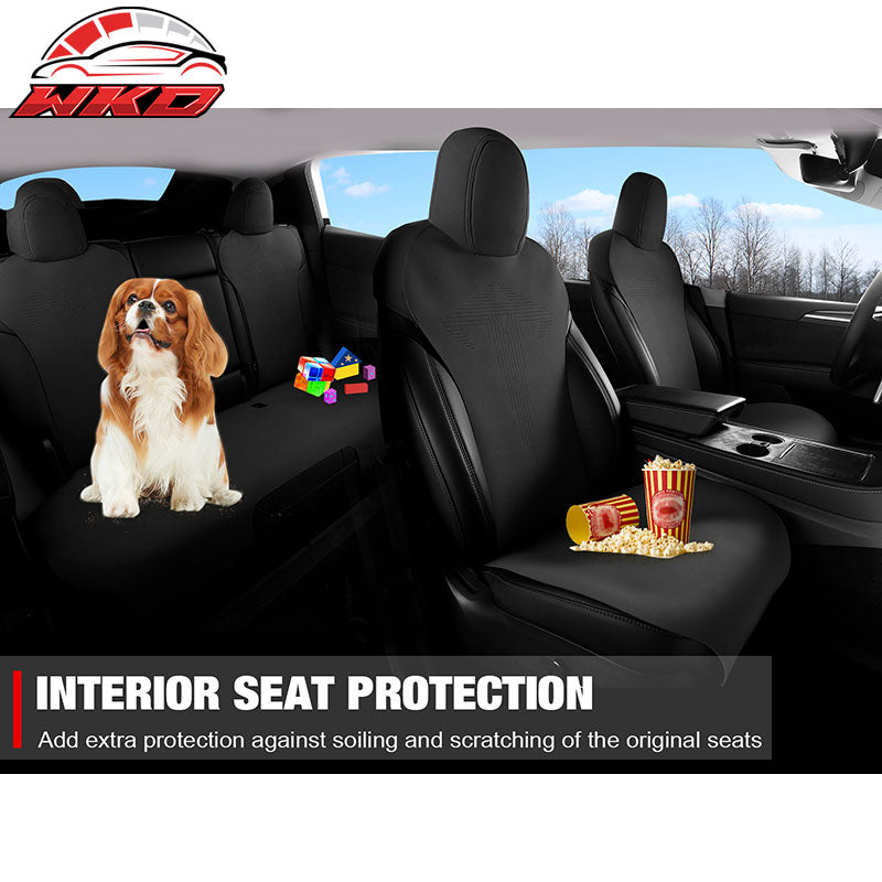 Fits 20-25 Tesla Model Y V1 Seat Covers Cushion Protector Suede Leather Black