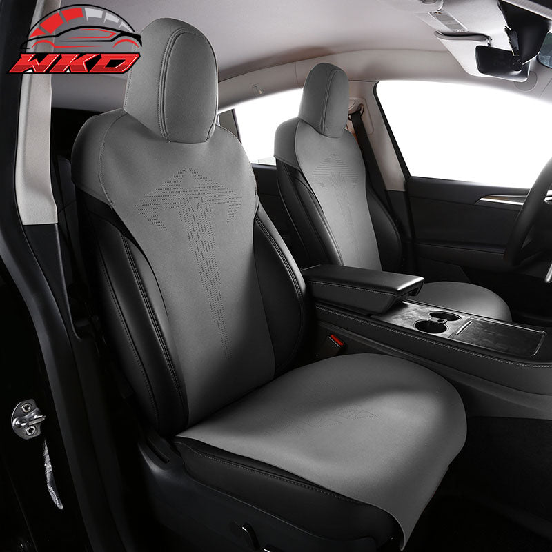 Wholesale 20-25 Tesla Model Y V1 Seat Covers Cushion Protector Suede Leather Gray