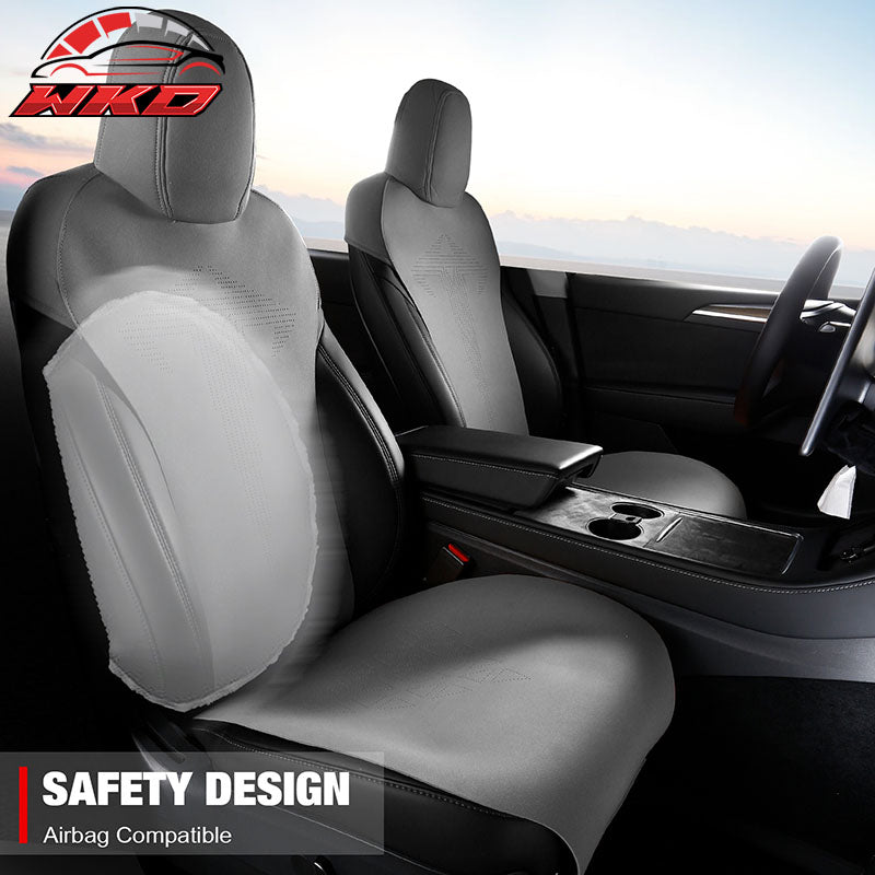 Fits 20-25 Tesla Model Y V1 Seat Covers Cushion Protector Suede Leather Gray