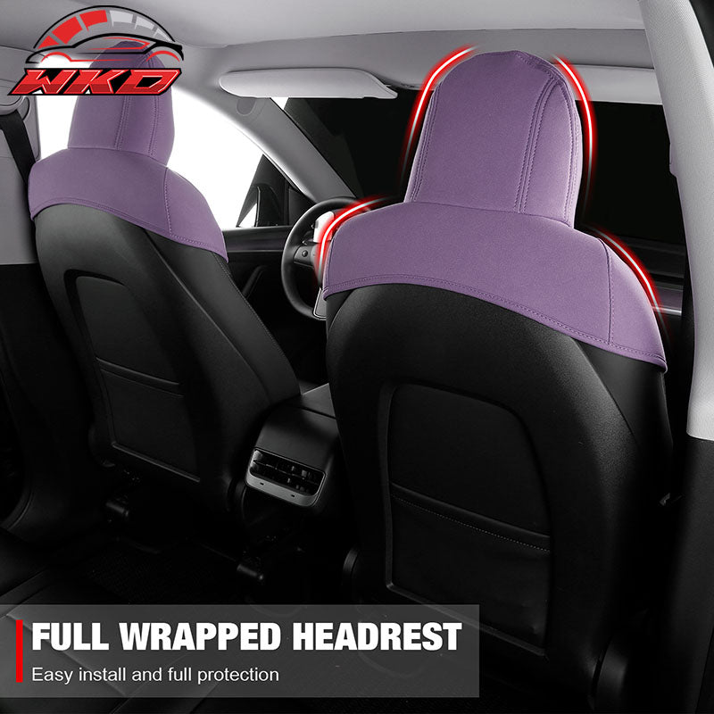 Fits 20-25 Tesla Model Y V1 Seat Covers Cushion Protector Suede Leather Purple