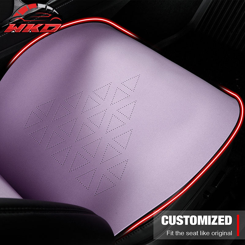 Fits 20-25 Tesla Model Y V1 Seat Covers Cushion Protector Suede Leather Purple