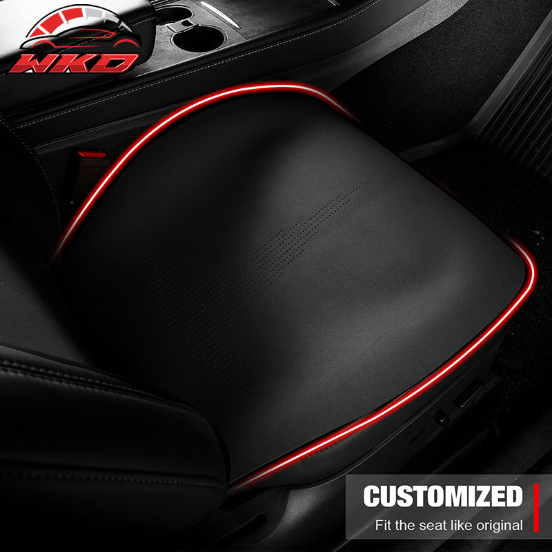 Fits 20-25 Tesla Model Y V2 Seat Covers Cushion Protector Suede Leather Black
