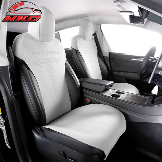 Wholesale 20-25 Tesla Model Y V2 Seat Covers Cushion Protector Suede Leather White