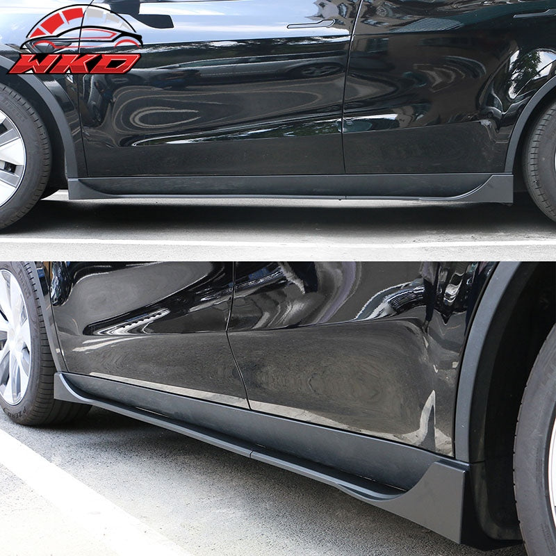 Fits 20-25 Tesla Model Y Matte Black Side Skirts Extension Splitter Rocker Panel