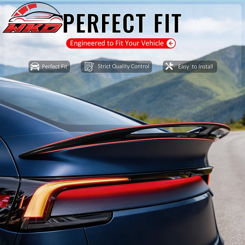 Wholesale 25-26 Tesla Model Y Trunk Spoiler Carbon Fiber Print Rear Wing ABS V2 Tail - Wikond Auto