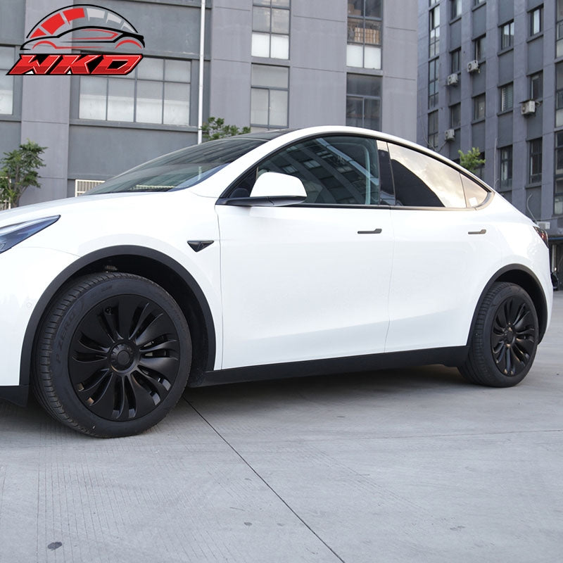 For 20-24 Tesla Y 19'' Uberturbine Wheel Cover Hubcaps Rim Trim Matte Black 4PCS