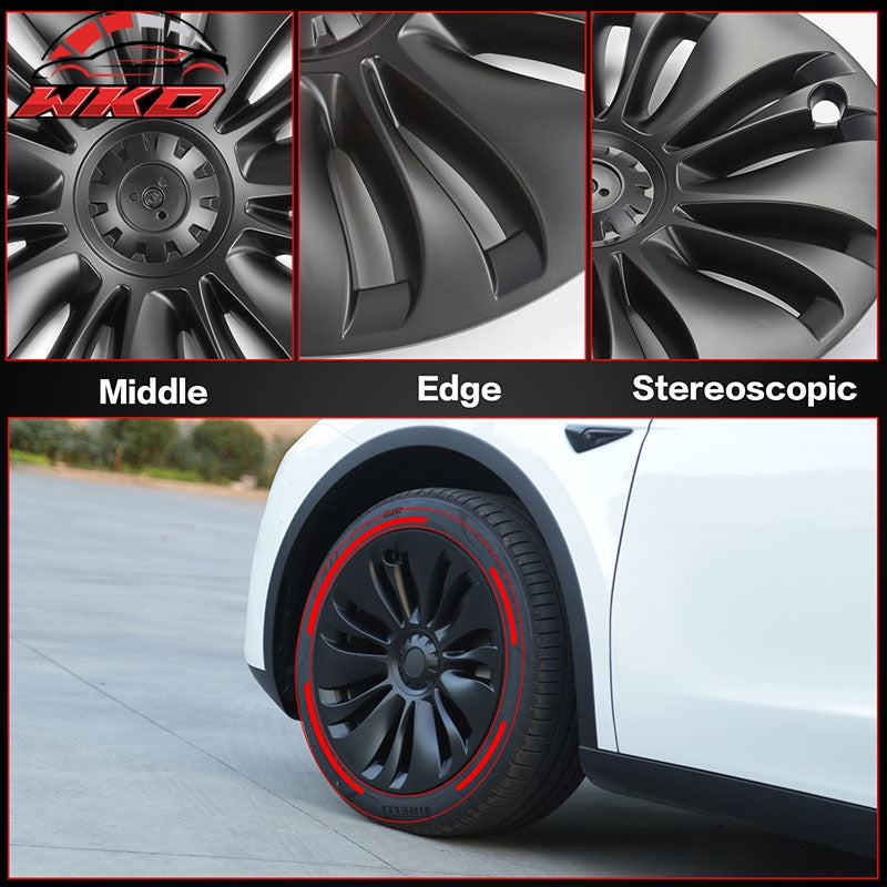 For 20-24 Tesla Y 19'' Uberturbine Wheel Cover Hubcaps Rim Trim Matte Black 4PCS