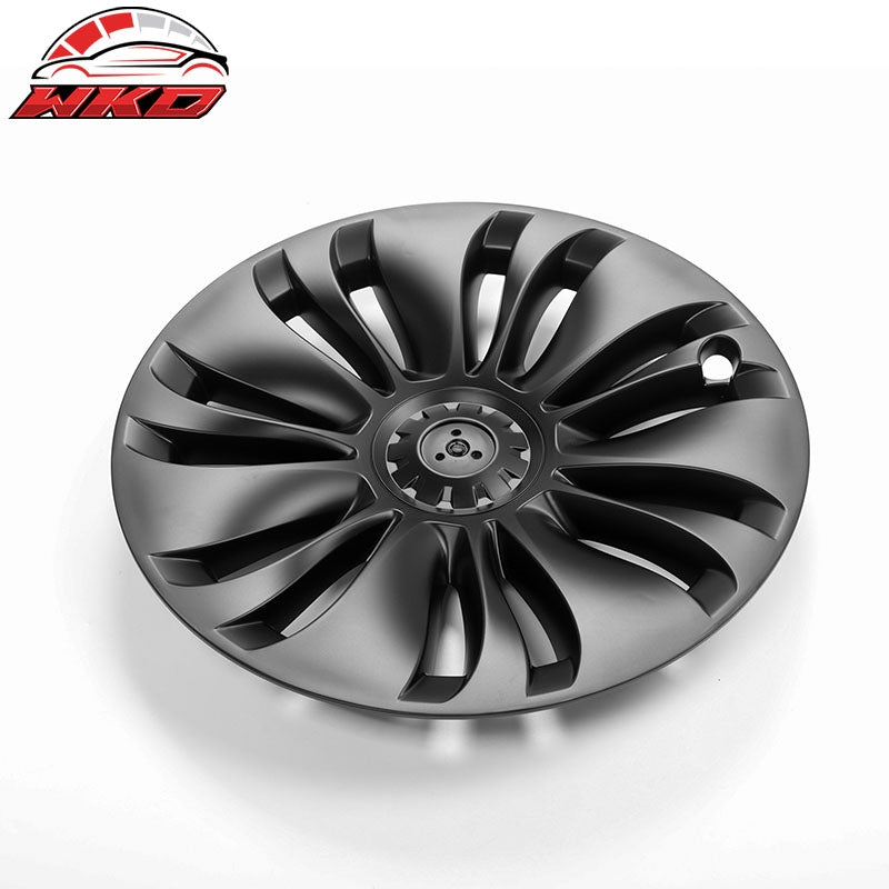 For 20-24 Tesla Y 19'' Uberturbine Wheel Cover Hubcaps Rim Trim Matte Black 4PCS