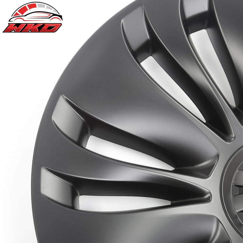 For 20-24 Tesla Y 19'' Uberturbine Wheel Cover Hubcaps Rim Trim Matte Black 4PCS