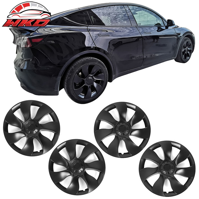 Fits 20-24 Tesla Model Y 19'' Symmetry Design Wheel Covers Hubcaps Matte Black