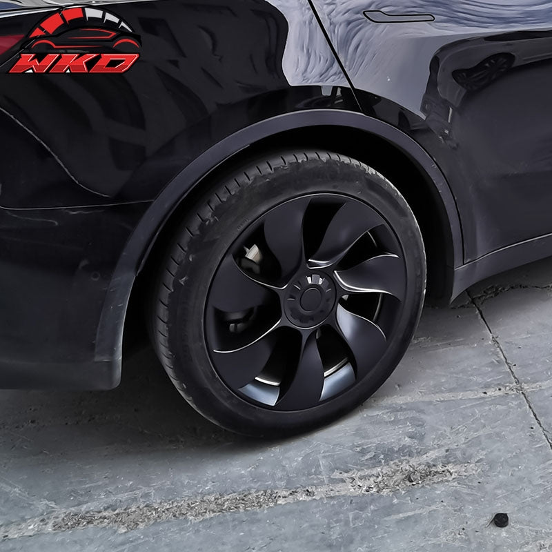 Fits 20-24 Tesla Model Y 19'' Symmetry Design Wheel Covers Hubcaps Matte Black