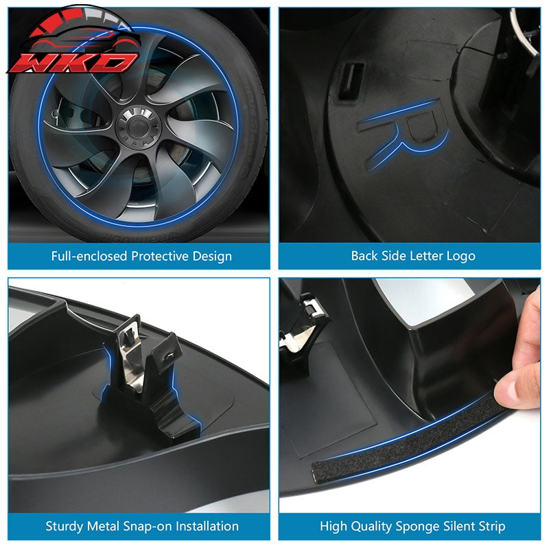 Fits 20-24 Tesla Model Y 19'' Symmetry Design Wheel Covers Hubcaps Matte Black