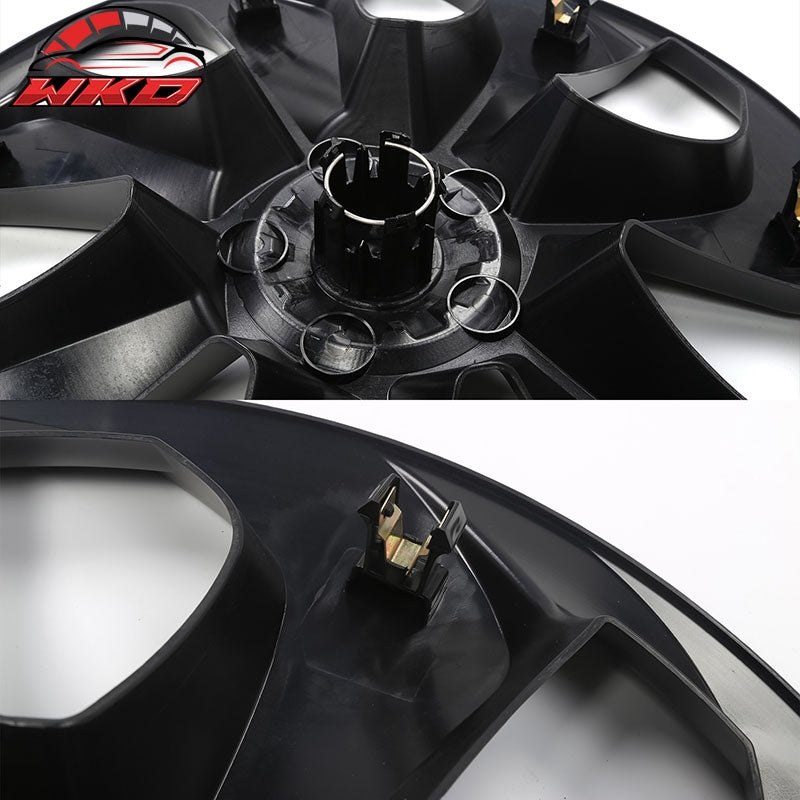 For 20-24 Tesla Model Y 19'' Large Blade Wheel Hubcaps Rim Cover Matte Black 4PC