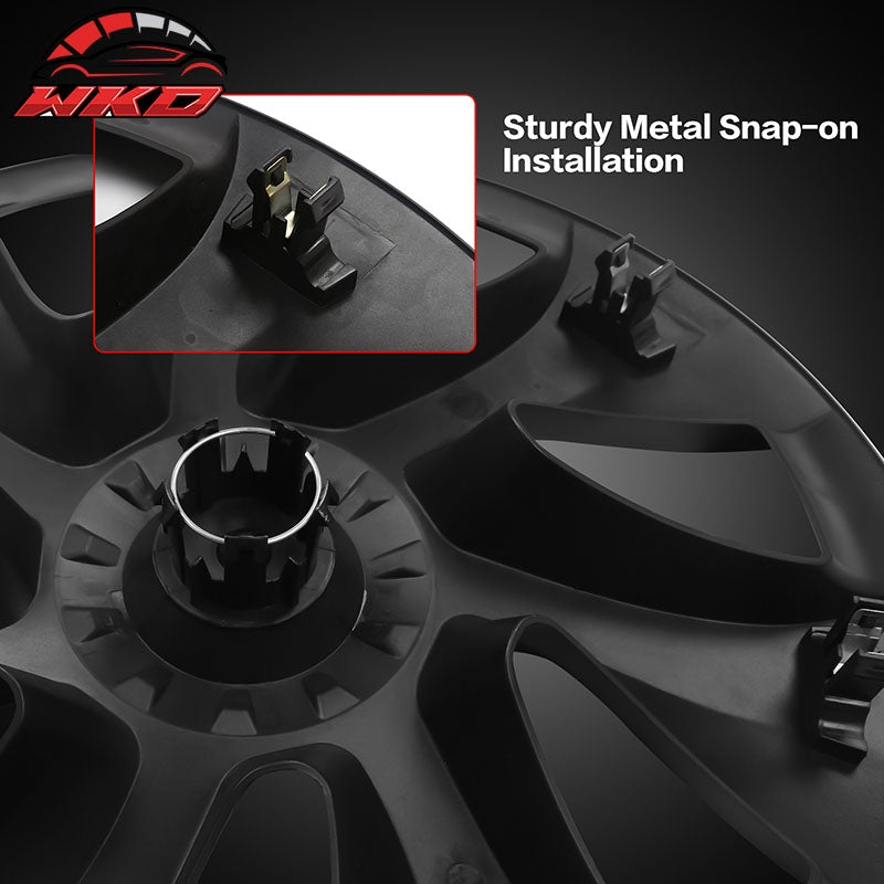 Fits 20-24 Tesla Model Y 19'' Cyclone Wheel Hubcaps Rim Covers Matte Black 4PCS