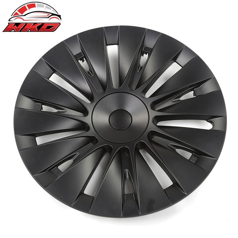 For 20-24 Tesla Model Y 19'' Hurricane Wheel Hubcaps Rim Covers Matte Black 4PCS