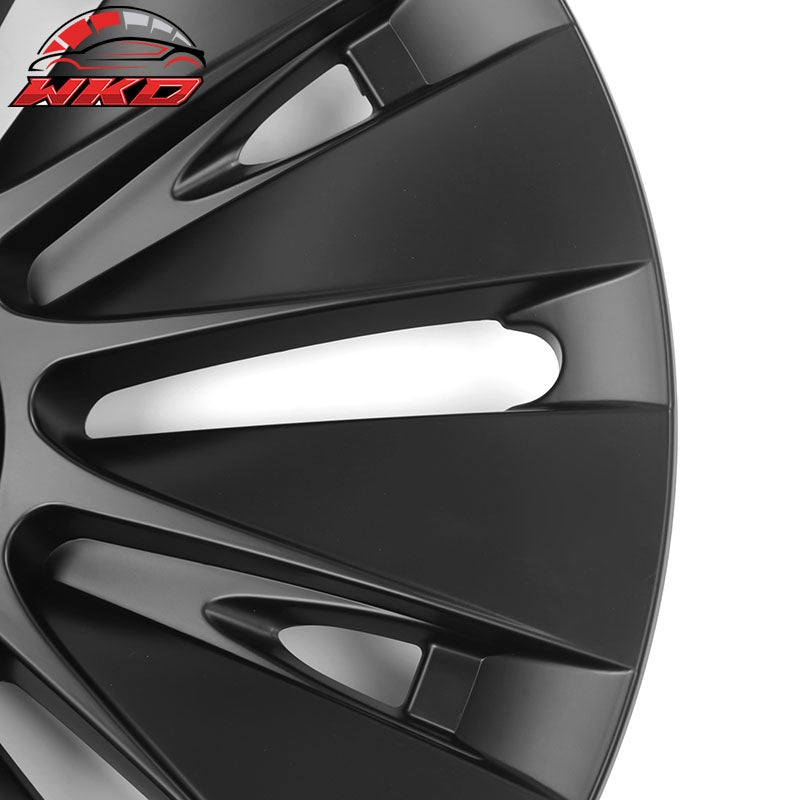 For 20-24 Tesla Model Y 19'' Hurricane Wheel Hubcaps Rim Covers Matte Black 4PCS