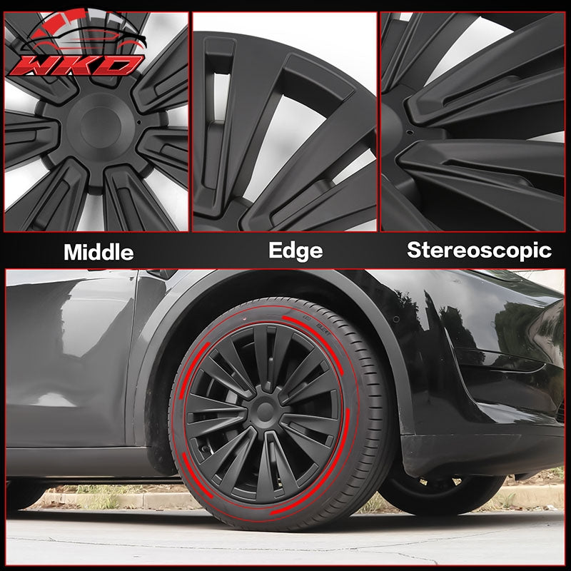 Fits 20-24 Tesla Model Y 19'' X Plaid Wheel Hubcaps Rim Covers Matte Black 4PCS