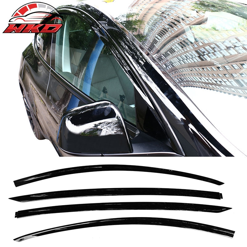 For 20-25 Tesla Model Y ABS Tape-on Window Visor Sun Rain Guard 4PCS Gloss Black