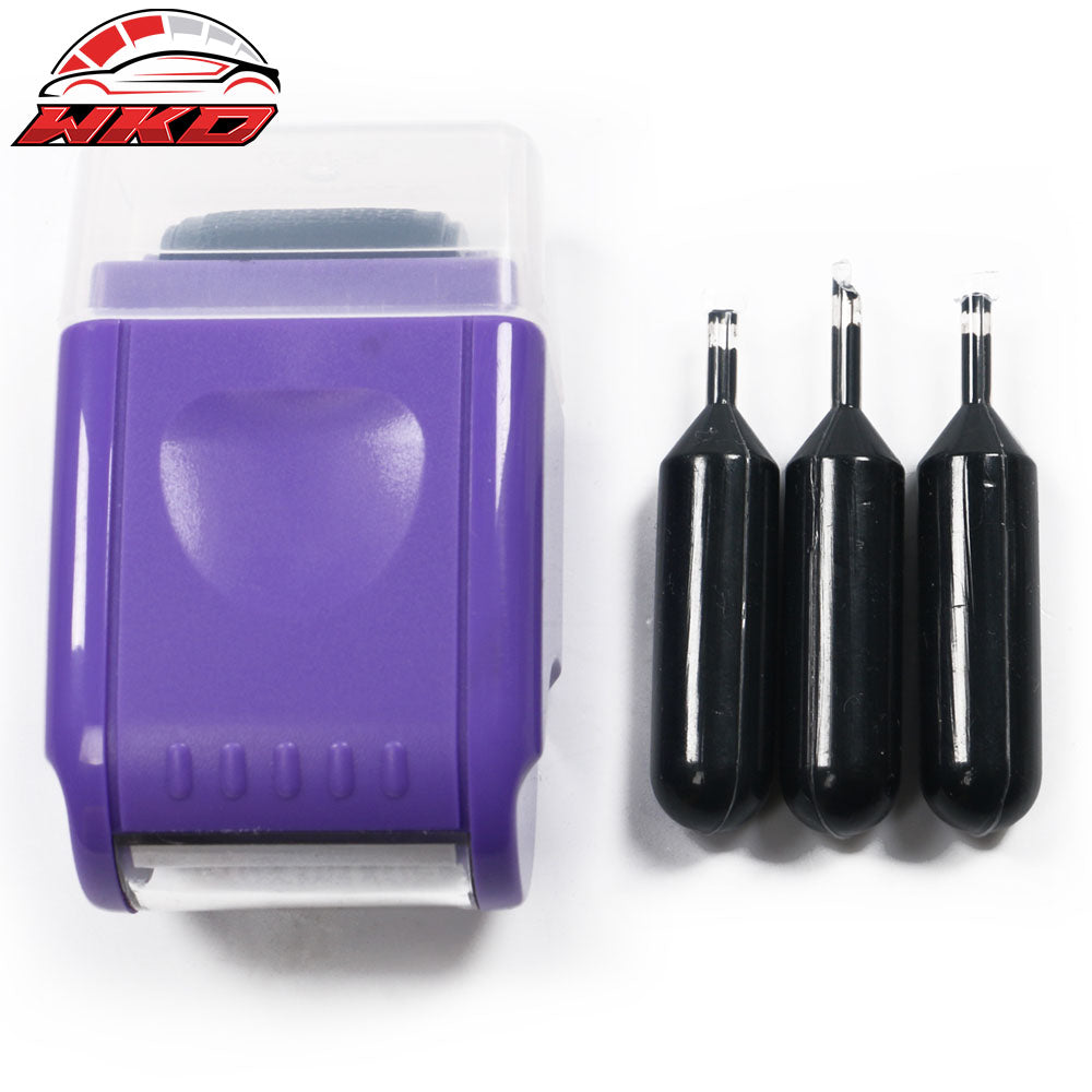 Wholesale 0.67in ID Protection Guard Wide Roller Stamp w/ 3ink Refill Purple - Bulk Orders & Dealer Pricing Available Default Title - Wikond Auto