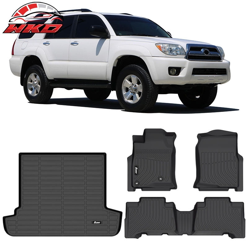 Fits 03-09 Toyota 4Runner 3D TPE Floor Mats Carpets + Trunk Mat + Window Visors