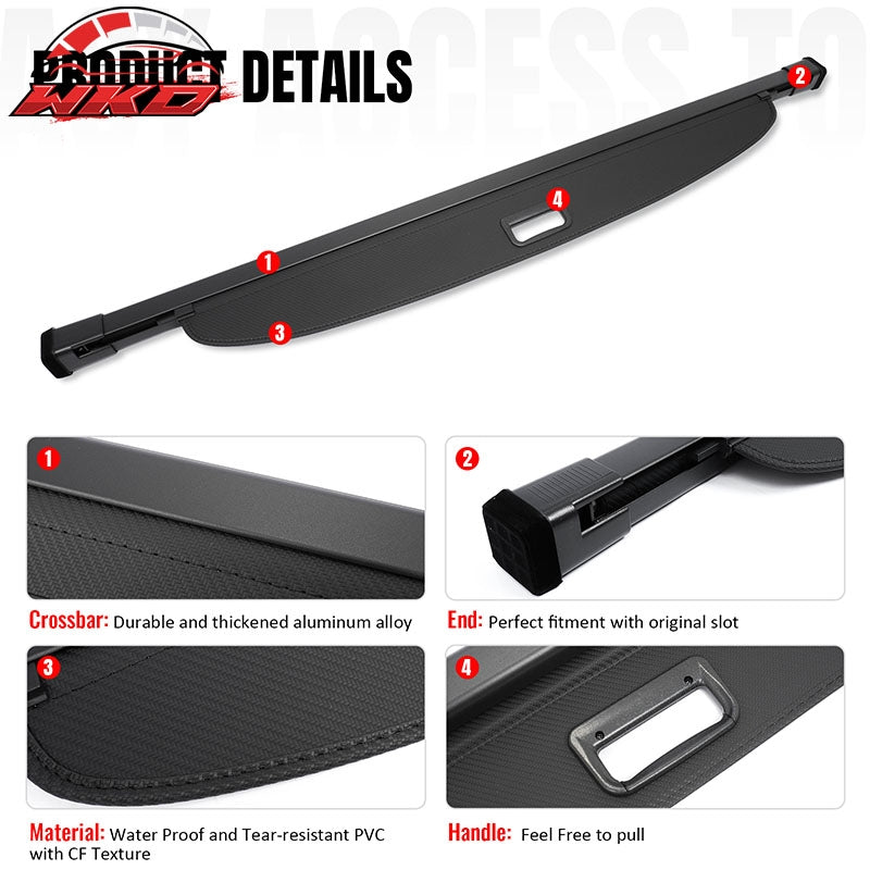 Fits 25-26 Toyota 4Runner Retractable Rear Cargo Cover Carbon Fiber Texture