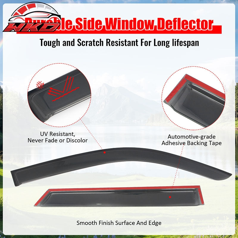 Fits 25-26 Toyota 4Runner Tape-on Window Visors Vent Rain Sun Guards Deflectors
