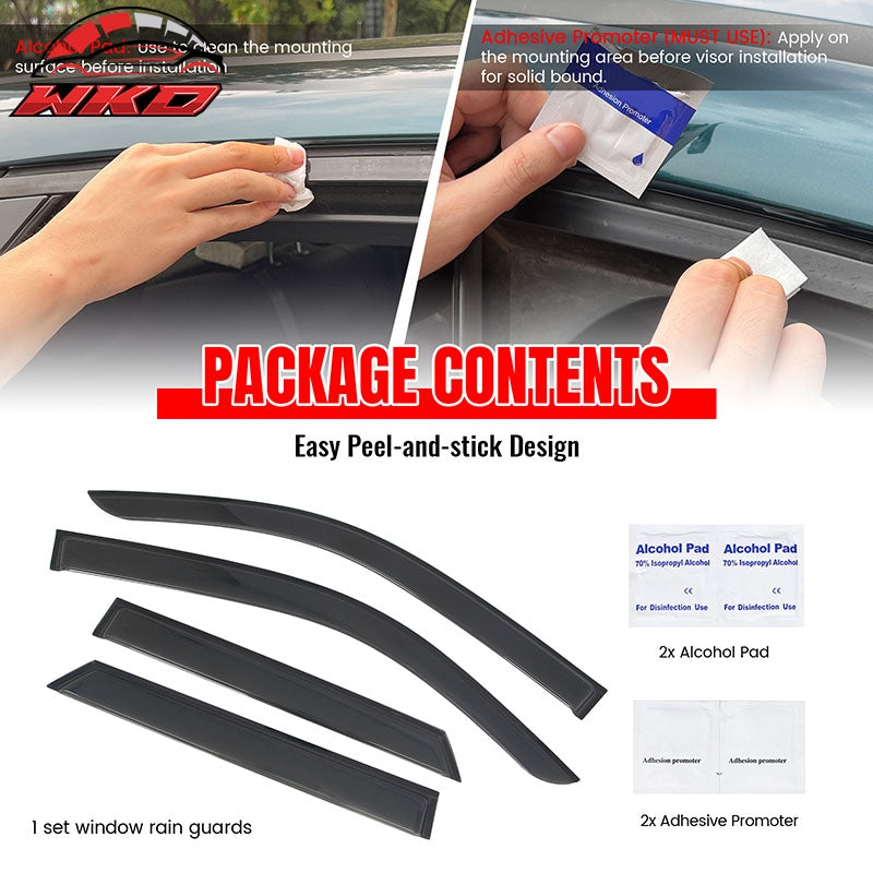 Fits 25-26 Toyota 4Runner Tape-on Window Visors Vent Rain Sun Guards Deflectors