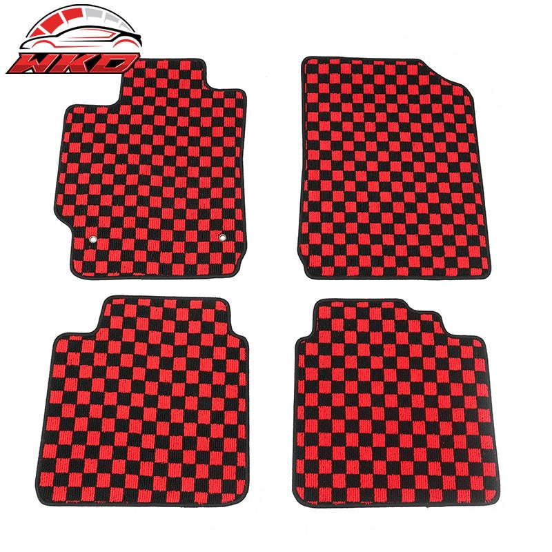 Wholesale 07-11 Toyota Camry Anti-slip Floor Mats Checkered Carpets Black Red Plaid