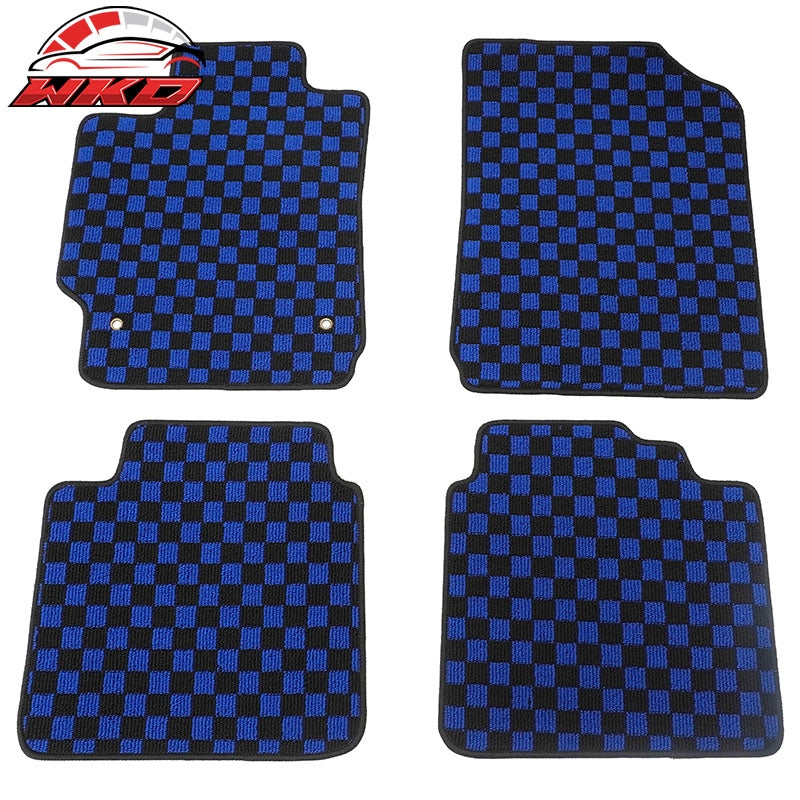 Wholesale 07-11 Toyota Camry Anti-slip Floor Mats Checkered Carpets Black Blue Plaid