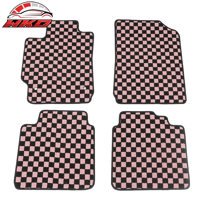 Wholesale 07-11 Toyota Camry Anti-slip Floor Mats Checkered Carpets Black Pink Plaid