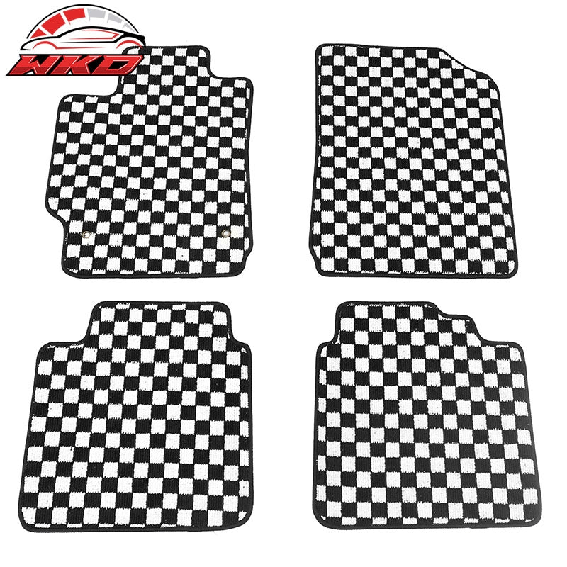 Wholesale 07-11 Toyota Camry Anti-slip Floor Mats Checkered Carpets Black White Plaid
