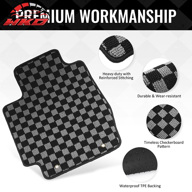 Fits 02-06 Toyota Camry Floor Mats Non-Slip Carpets Checkered Black Gray Plaid