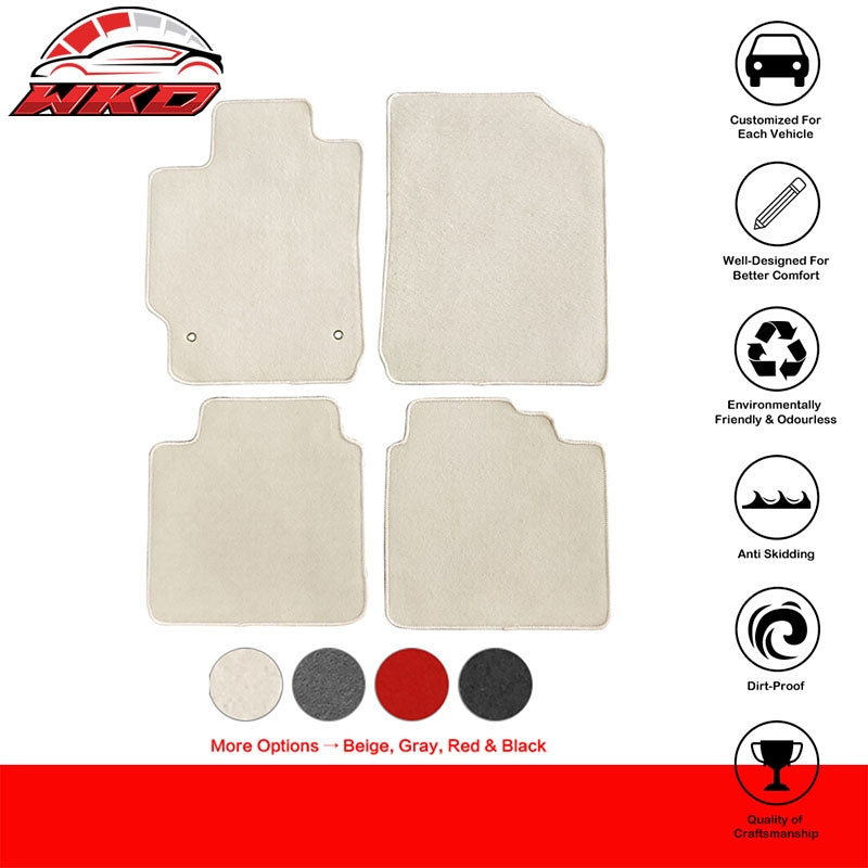 Fits 07-11 Toyota Camry Floor Mats Nylon Beige Non-Slip Auto Carpets 4PC Set