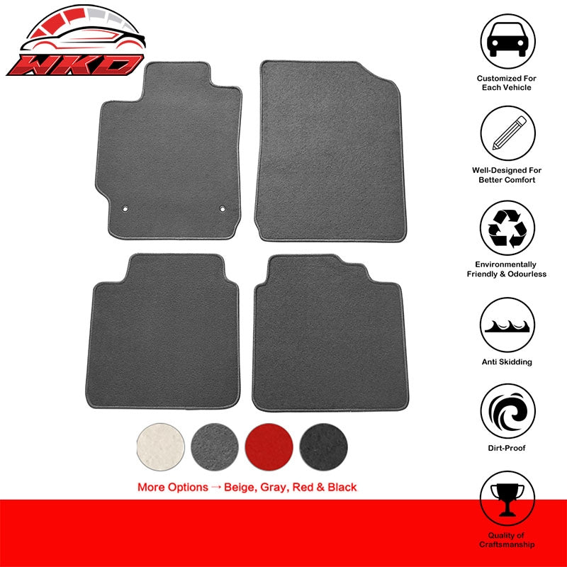 Fits 07-11 Toyota Camry 4PCS Front Rear Floor Mats Anti-slip Carpets Nylon Grey