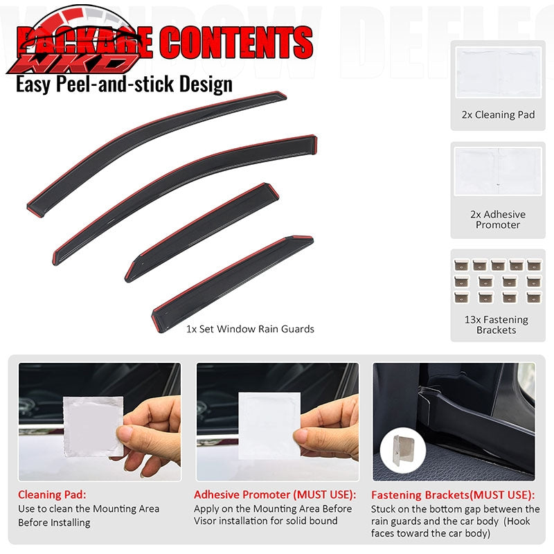 Fits 15-17 Toyota Camry In-Channel Window Visors Vent Rain Sun Guards Deflectors