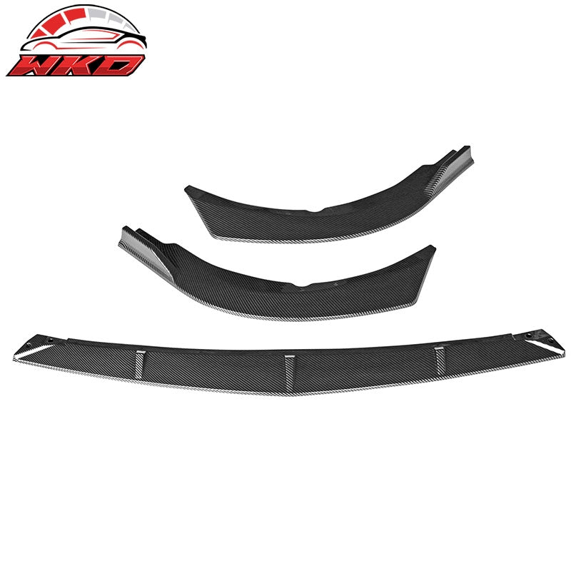 Fits 21-24 Toyota Camry LE 3PCS Front Bumper Lip Spoiler PP Carbon Fiber Print