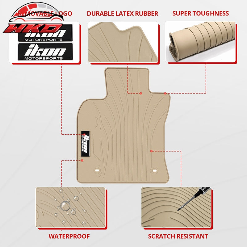 Fits 18-24 Toyota Camry Custom Fit Latex Rubber Floor Mats All Weather Beige 5PC